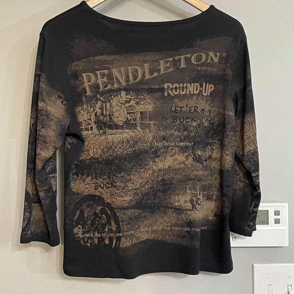 Pendleton Top Graphic‎ Rodeo Round Up Pullover Tee Womens Medium EUC - Picture 1 of 10
